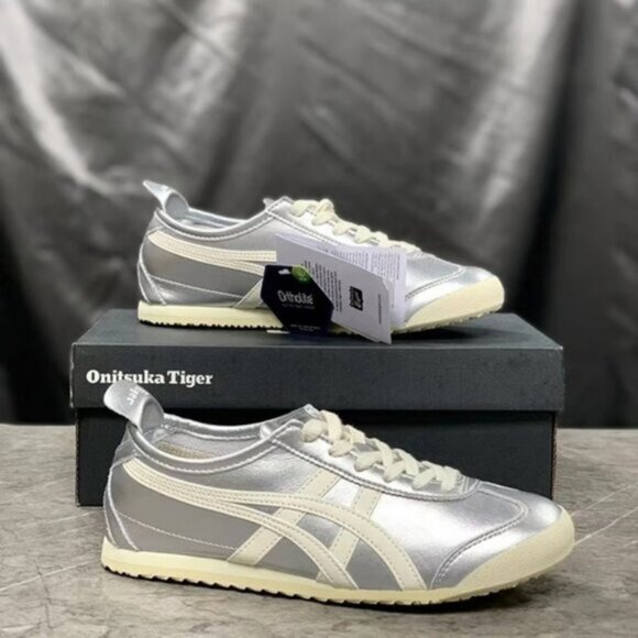 Onitsuka Tiger by Asics Silver and Cream Sneakers - Picture 1 of 6